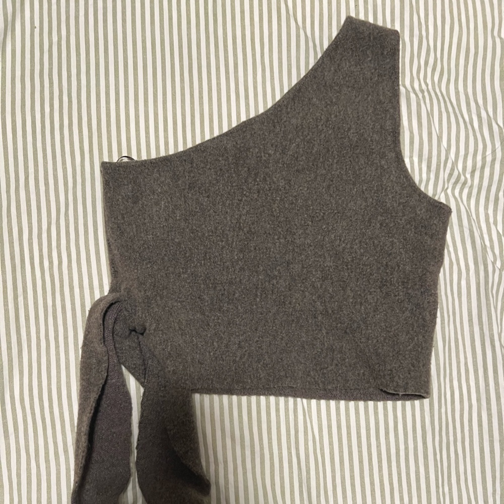 Zara Charcoal Knit Top off the shoulder